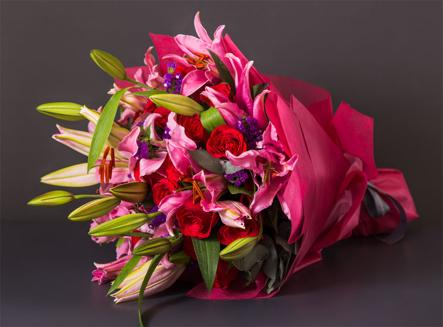 Handcrafted bloom luxury flower bouquet with stylish wrapping